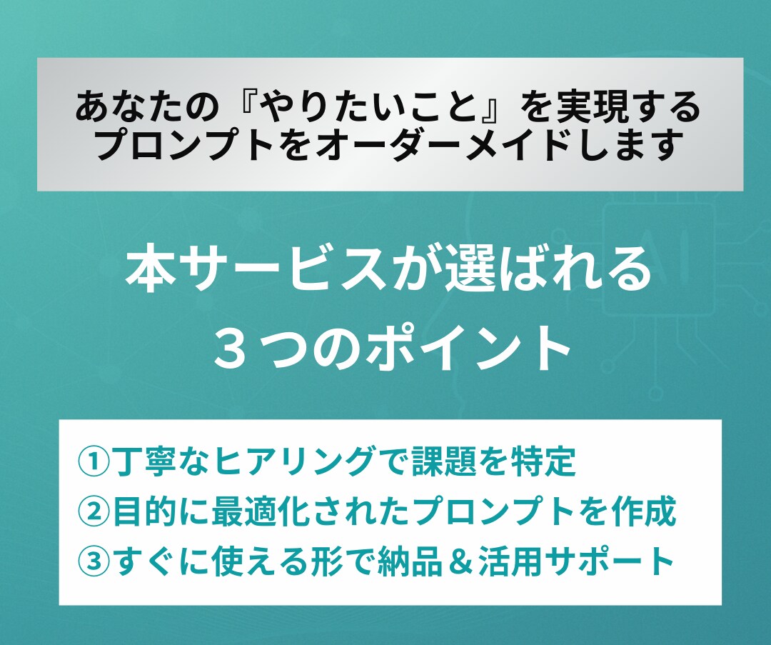 オリジナルのAIプロンプトを制作します やりたいことを実現する"あなただけのプロンプト" イメージ3