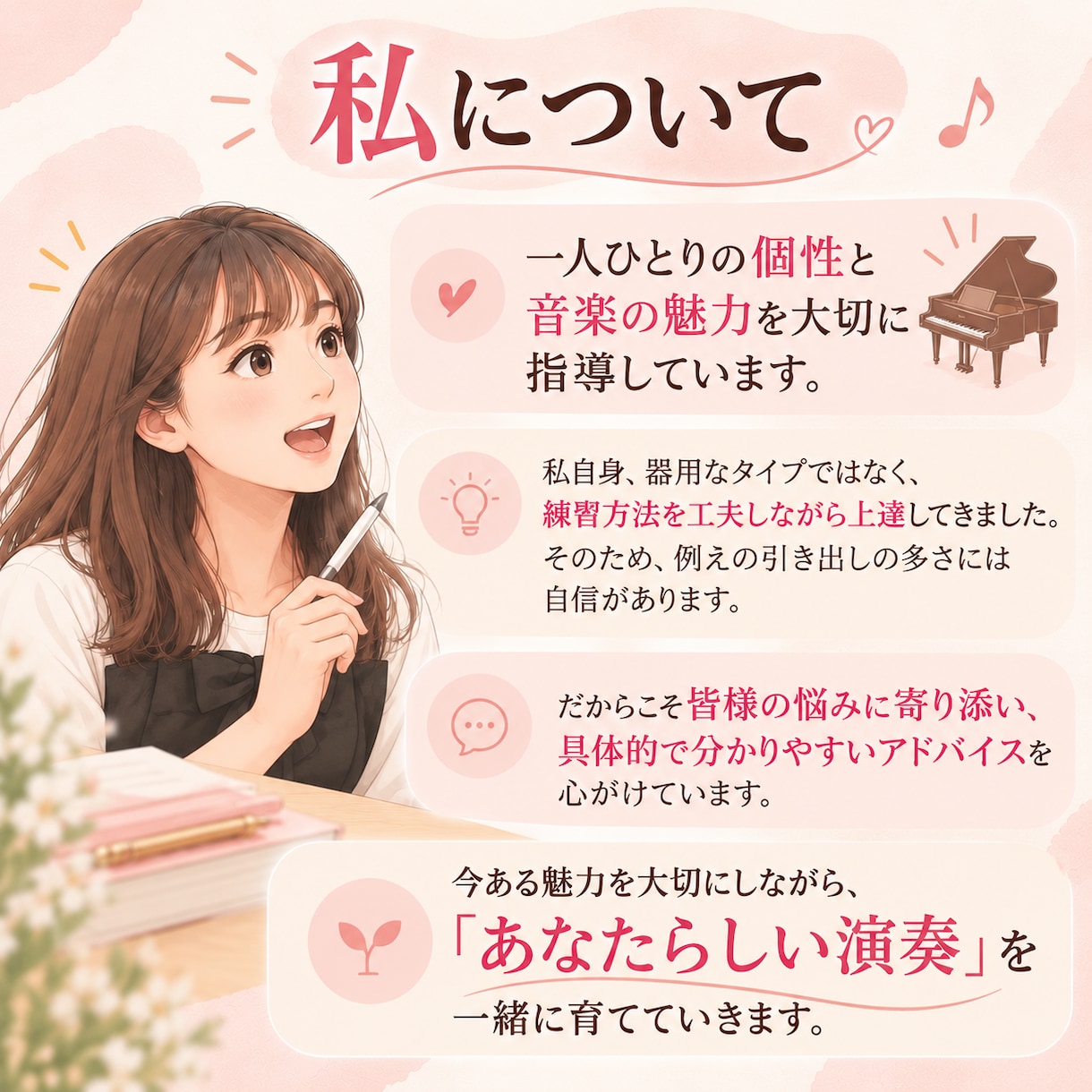 日々の練習を充実♪ピアノ演奏を丁寧に動画添削します 初心者さん大歓迎！"あなたらしい" 演奏を一緒に育てます♪ イメージ6