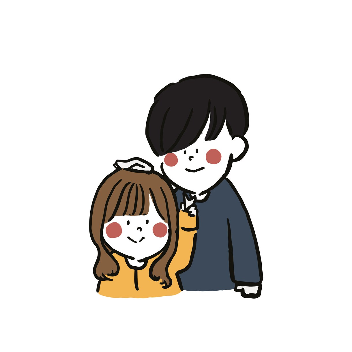 あなたがモデルの ペアイラスト をお描きします シンプルだけどキュートでほっこりなイラストが得意ですഒ˖° イメージ6