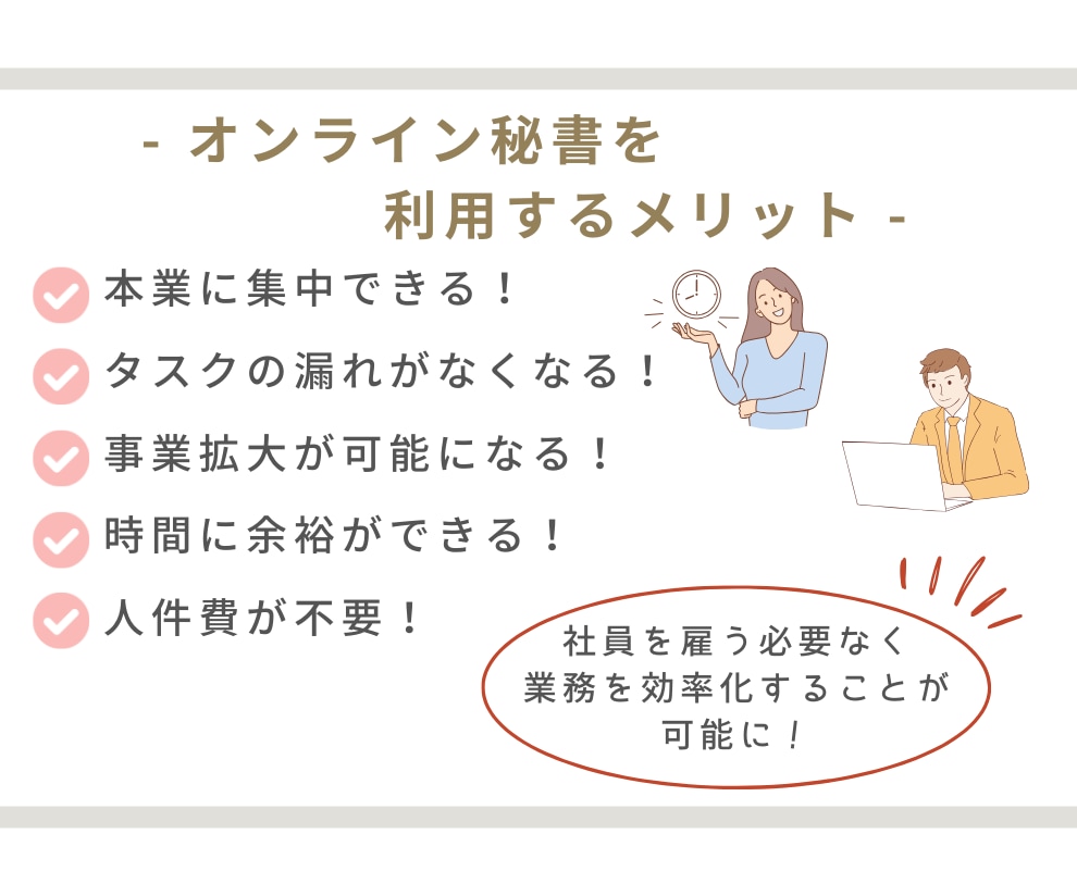 あなたのオンライン秘書として1ヶ月サポートします 社員を雇うことなく業務の効率化が可能に！ イメージ7