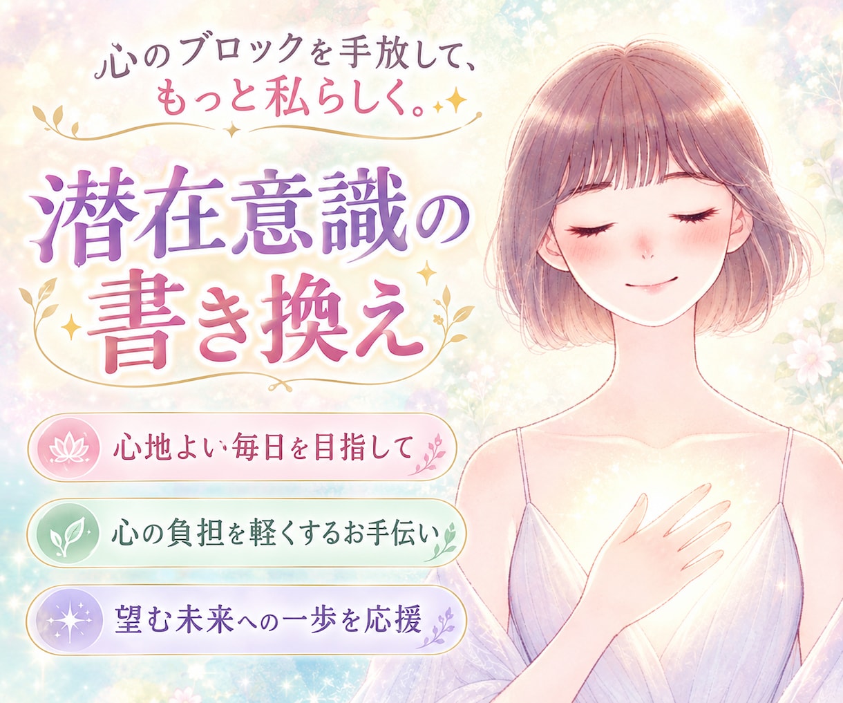 潜在意識の書き換えで人生好転・願望成就へ導きます 同じ悩みを繰り返すあなたへ。人生の流れを変えてみませんか？ イメージ1