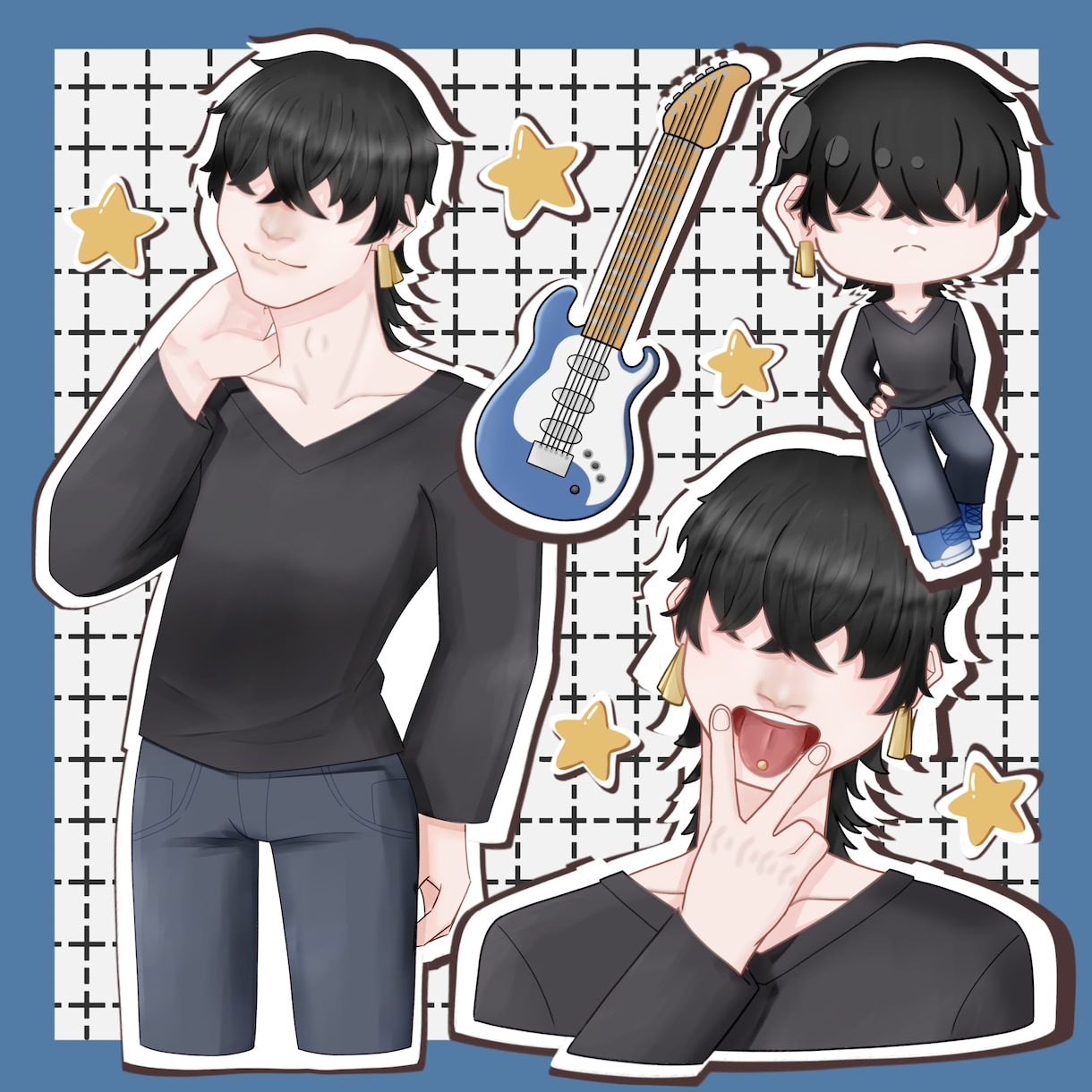 ステッカー風イラストを制作いたします いろんなポーズや表情を詰め合わせたあなただけのイラスト イメージ3