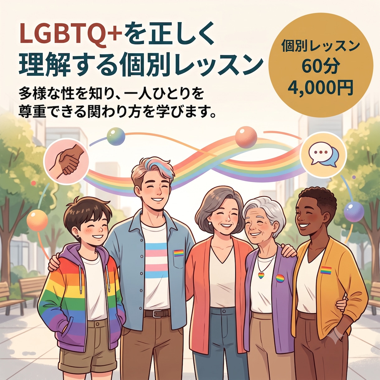 LGBTQ+を正しく理解する個別レッスンを行います 多様な性を知り、一人ひとりを尊重できる関わり方を学びます。 イメージ1