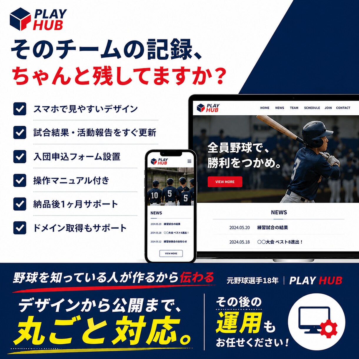 野球専門のWeb制作承ります 野球歴18年のWebデザイナーがオリジナルデザインを制作 イメージ2