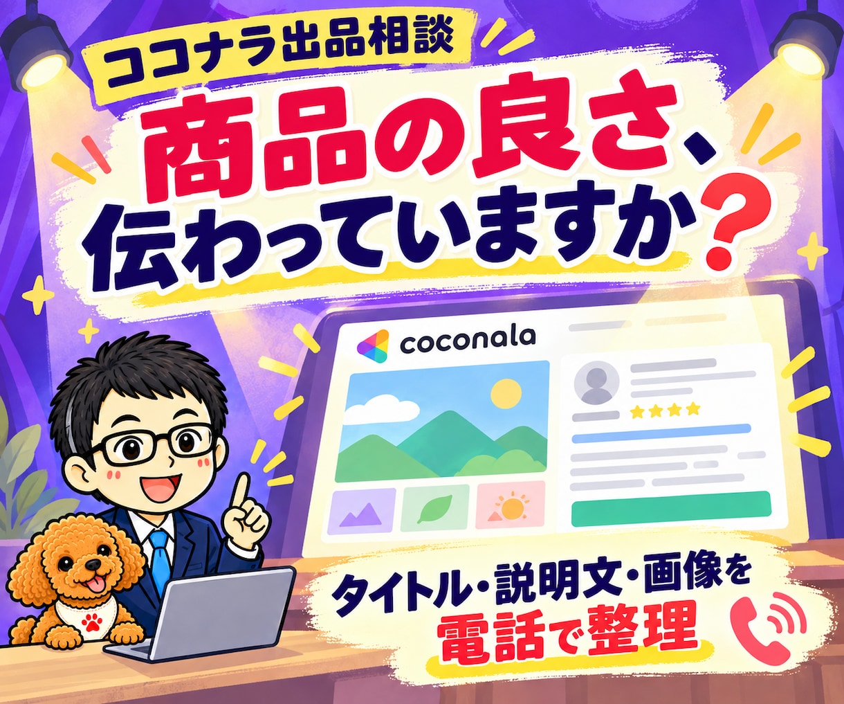 ココナラ出品・売れない悩みを電話で相談できます タイトル・説明文・画像・価格を購入者目線で一緒に整理 イメージ1