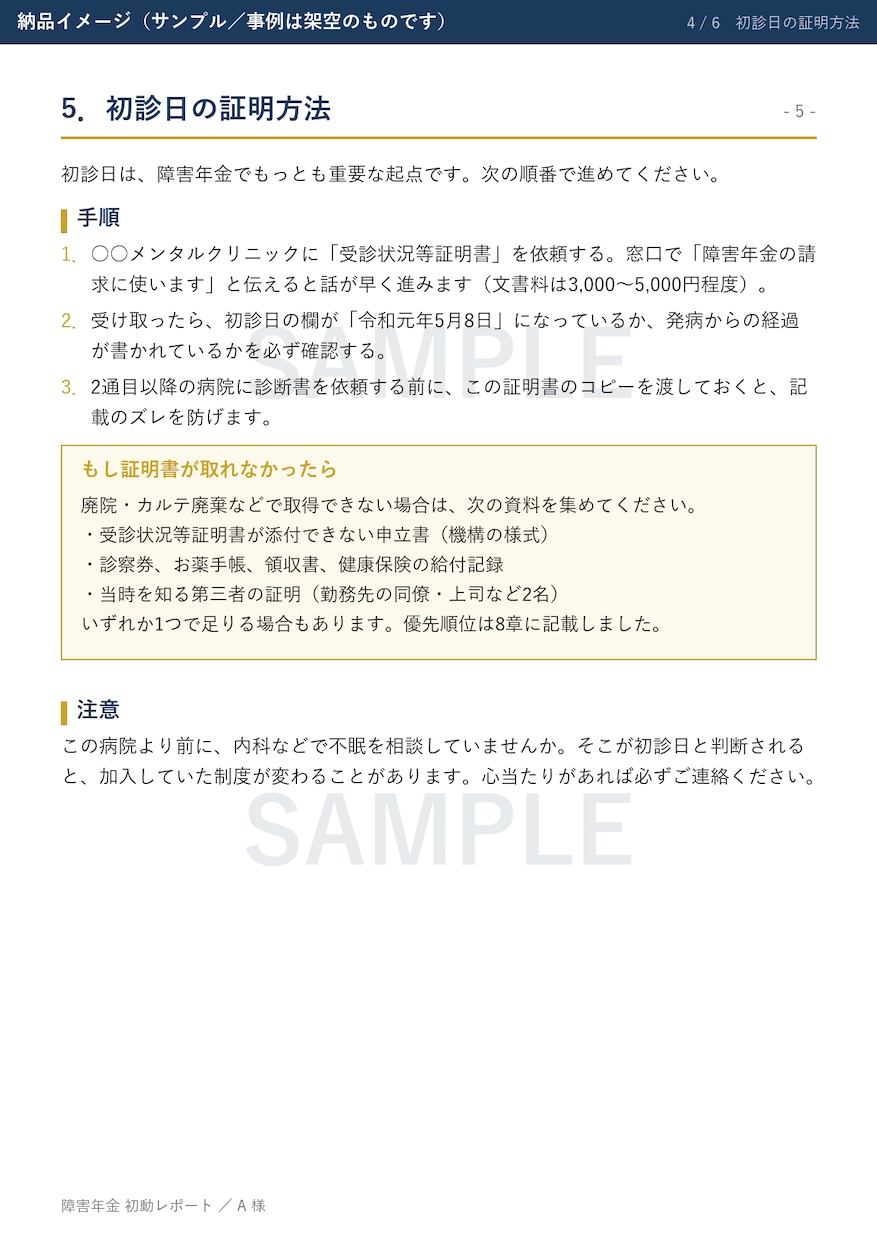 障害年金の申請　ご自身で進める道筋を書面にします 社労士が作成｜初診日の証明から申立書の骨組みまで イメージ5
