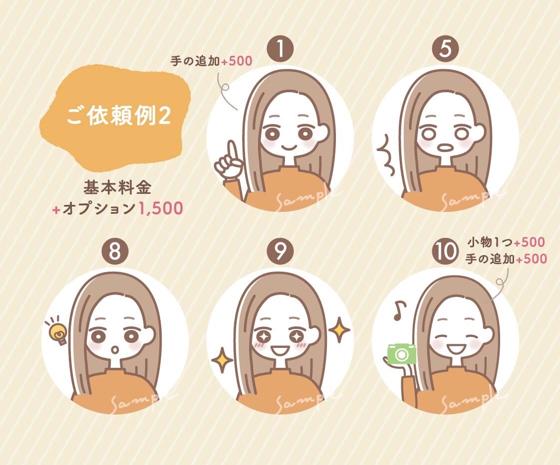 ゆるくてかわいいアイコン表情違い5点セット描きます 商用可◎ブログやSNSに!親しみやすいアイコンで印象アップ♪ イメージ3