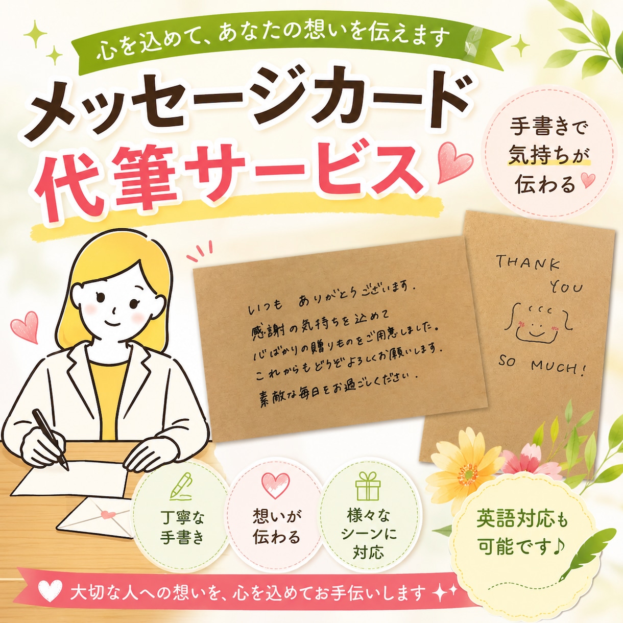 手書きメッセージ代筆します お手紙やサンクスレターを手書きします イメージ1