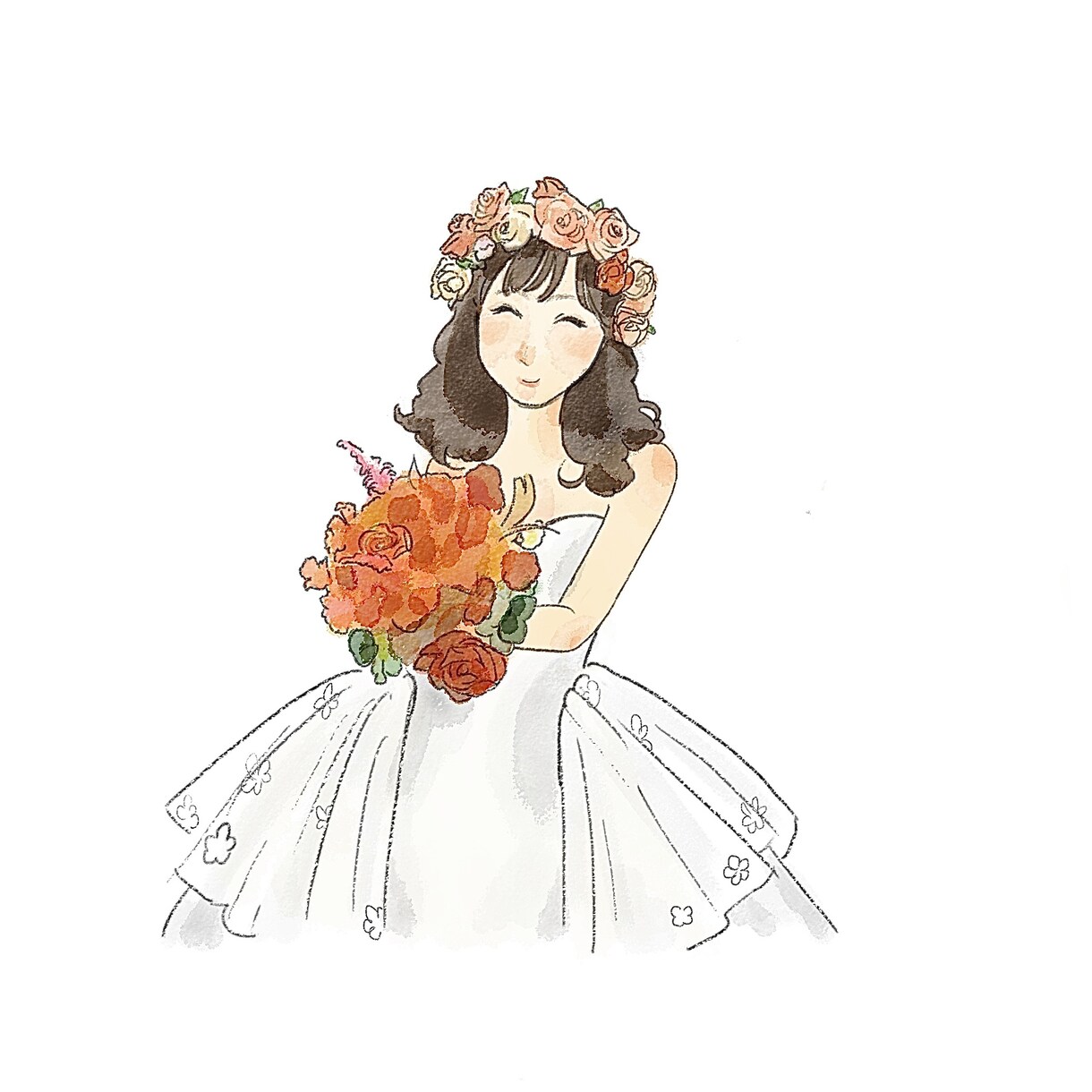 結婚式や前撮りの思い出をイラストにします 思い出の写真をもとにイラストにします イメージ4