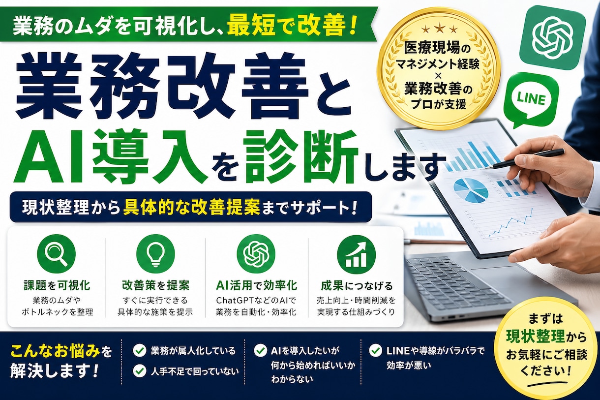 業務改善とAI導入を診断します 無駄な業務を可視化し最短で改善 イメージ1