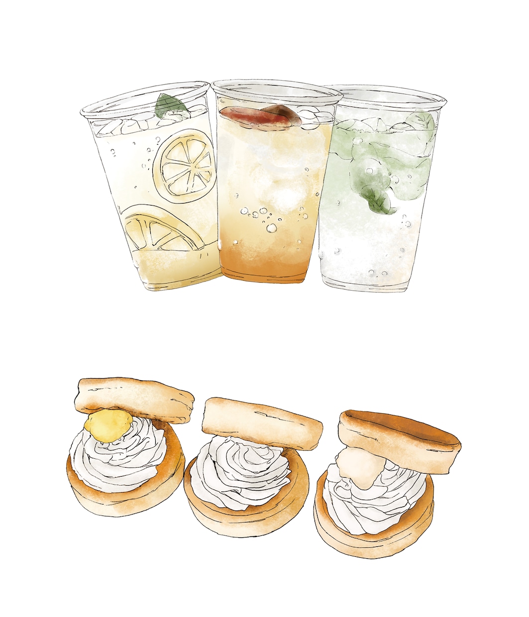 飲食店で使えるドリンク＆フードのイラスト描きます 飲食店のメニューなどで使える手書きイラスト作成！ イメージ3