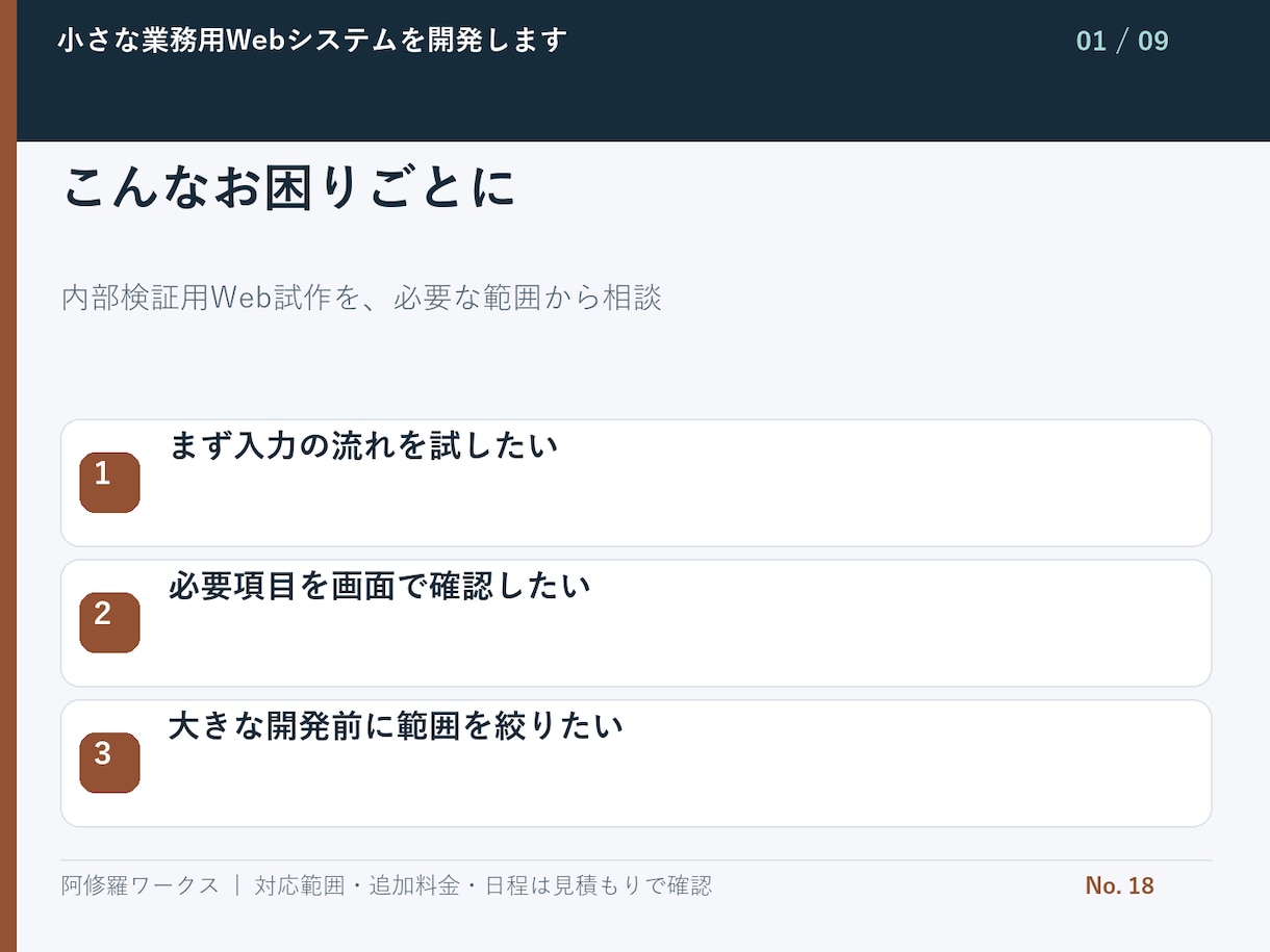 小さな業務用Webシステムを開発します データ1種類・登録と一覧の2画面から イメージ2
