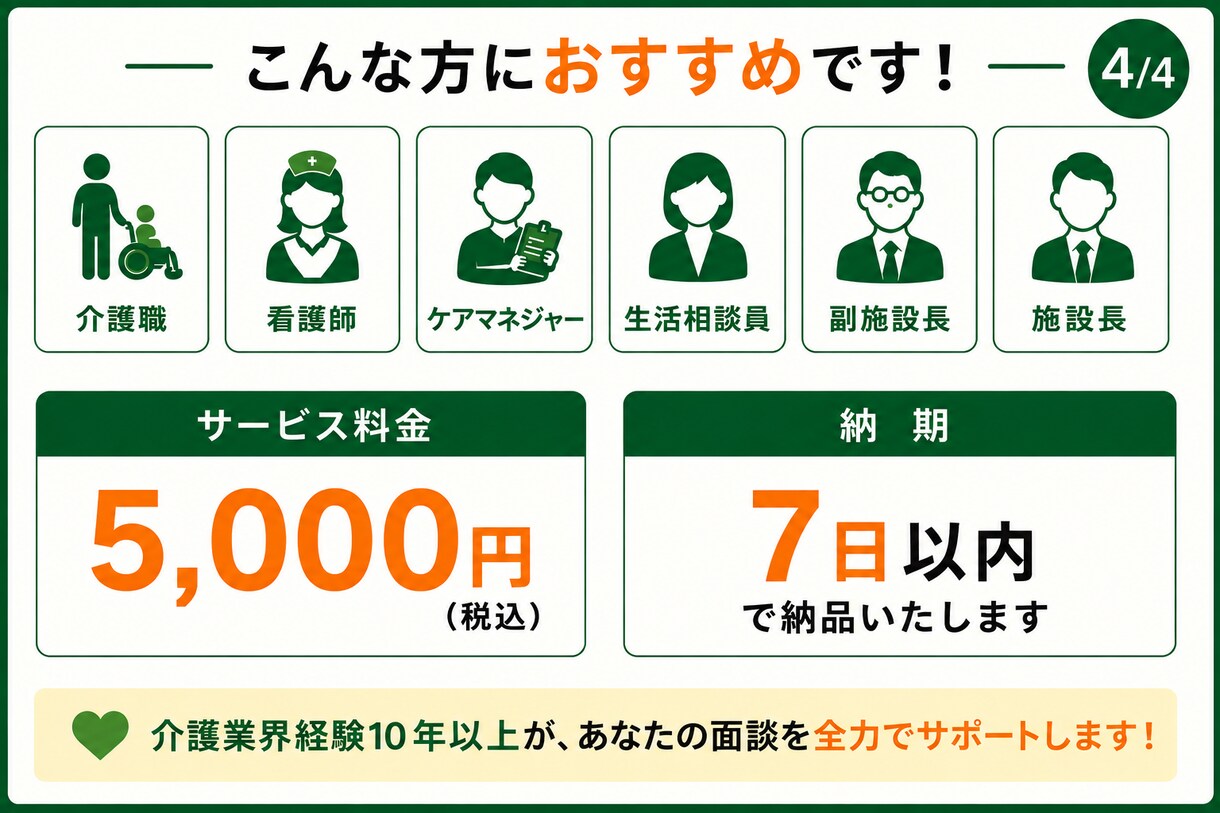 信頼関係を築ける面談台本を作成します 介護業界経験10年以上が実践的にサポート イメージ4