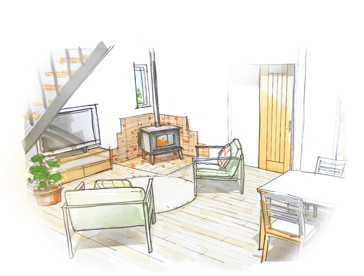 手描きパースで暖かみをお伝えできます 若い世代に響く軽やか水彩風。工務店、設計士様、施主様向け。 イメージ3