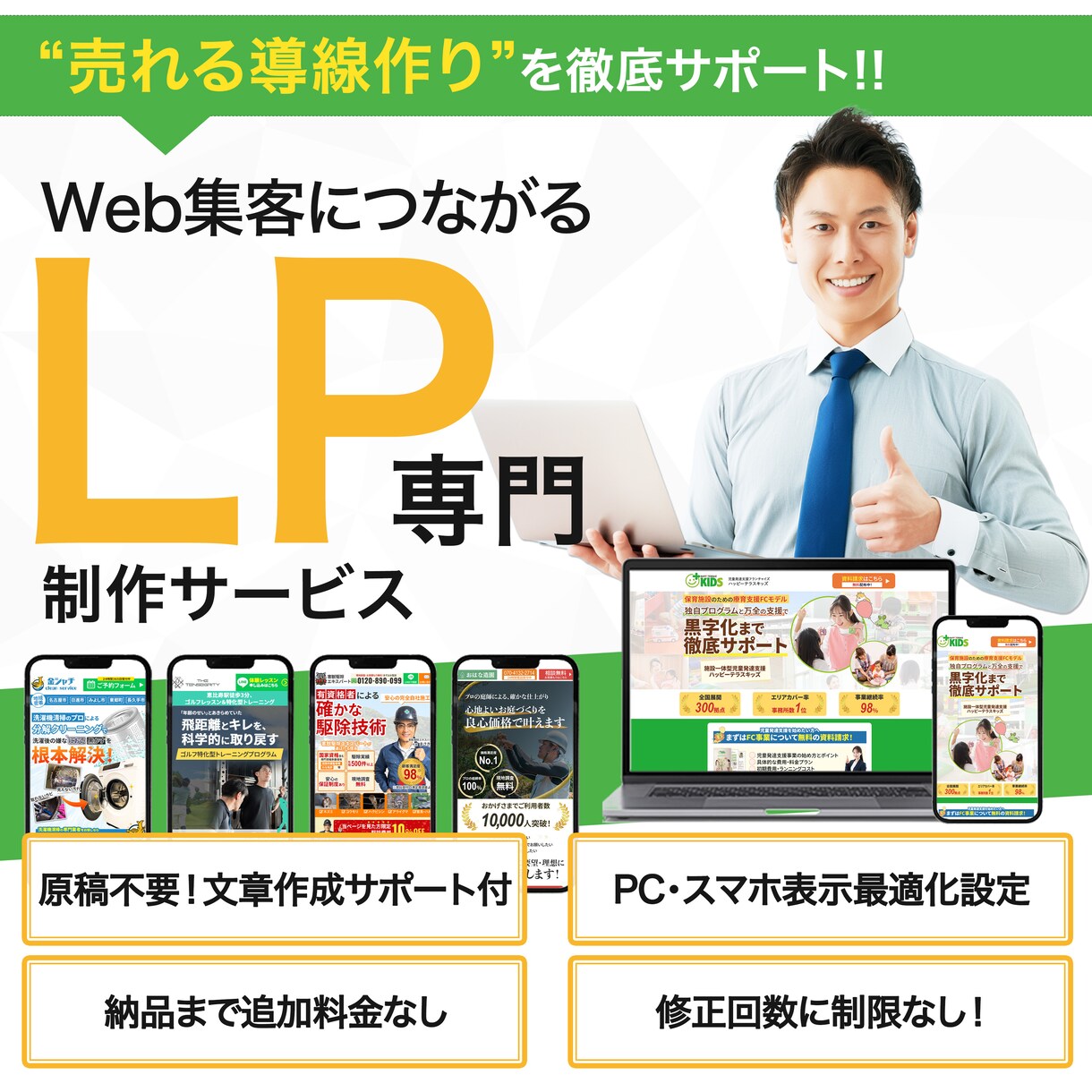 成果につながる導線を意識したLP作成いたします 【初めての方も安心】原稿作成からアップロードまで徹底サポート イメージ1