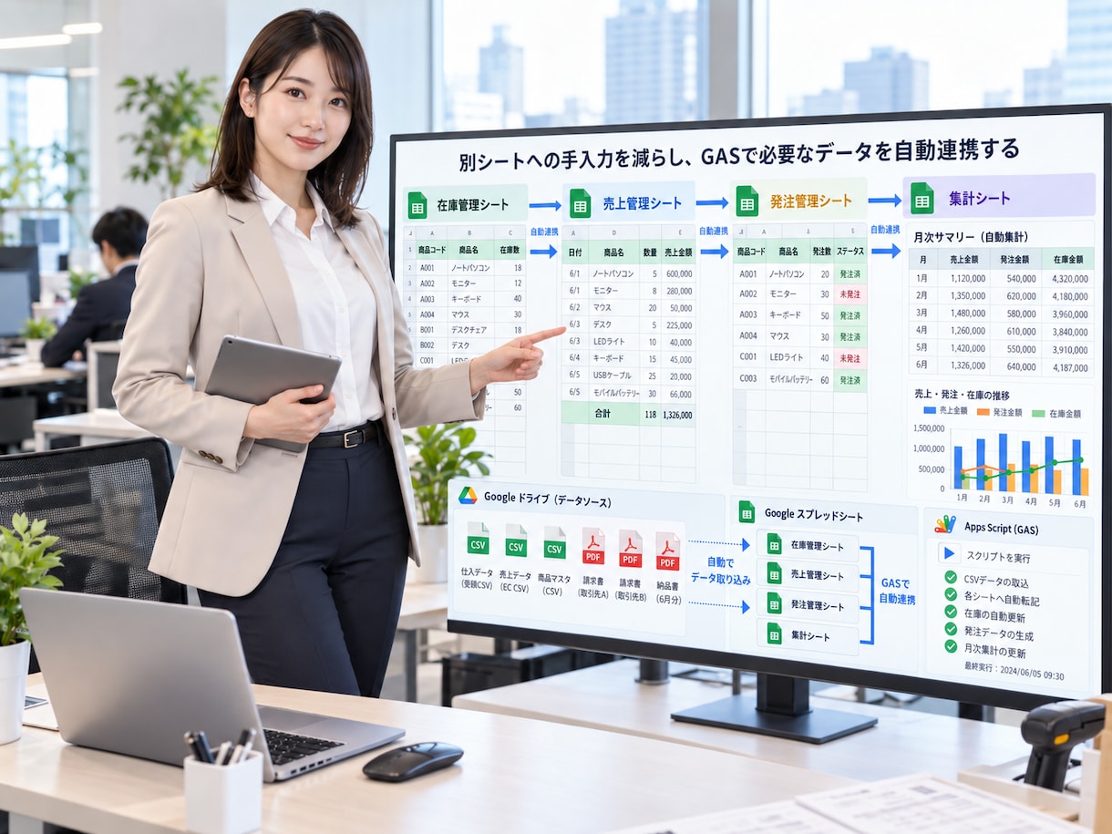 在庫・売上管理をGASで自動化します 複雑なスプレッドシート業務を実務仕様に改善します イメージ4