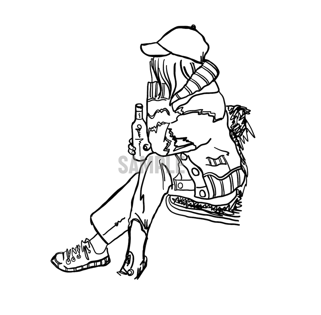 雰囲気似顔絵☆手描きの線画モノクロイラスト描きます 雰囲気重視の線画手書きイラスト。シンプルタッチな白黒テイスト イメージ8