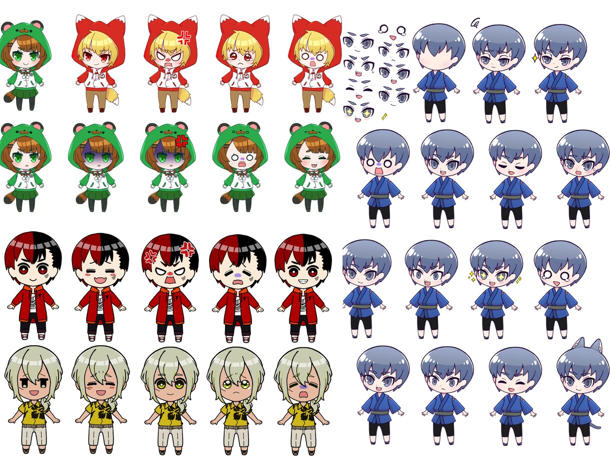 表情差分4セット！デフォルメキャラ書きます SD(スーパーデフォルメ)キャラを表情別に4種書きます。 イメージ5