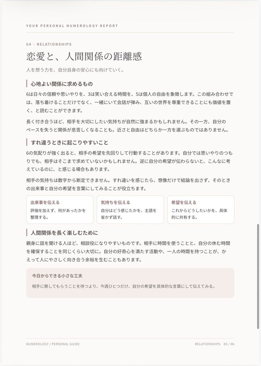 数秘術であなたの取扱説明書を作ります 生年月日から本質・才能・恋愛や仕事の傾向を読み解くPDF鑑定 イメージ6