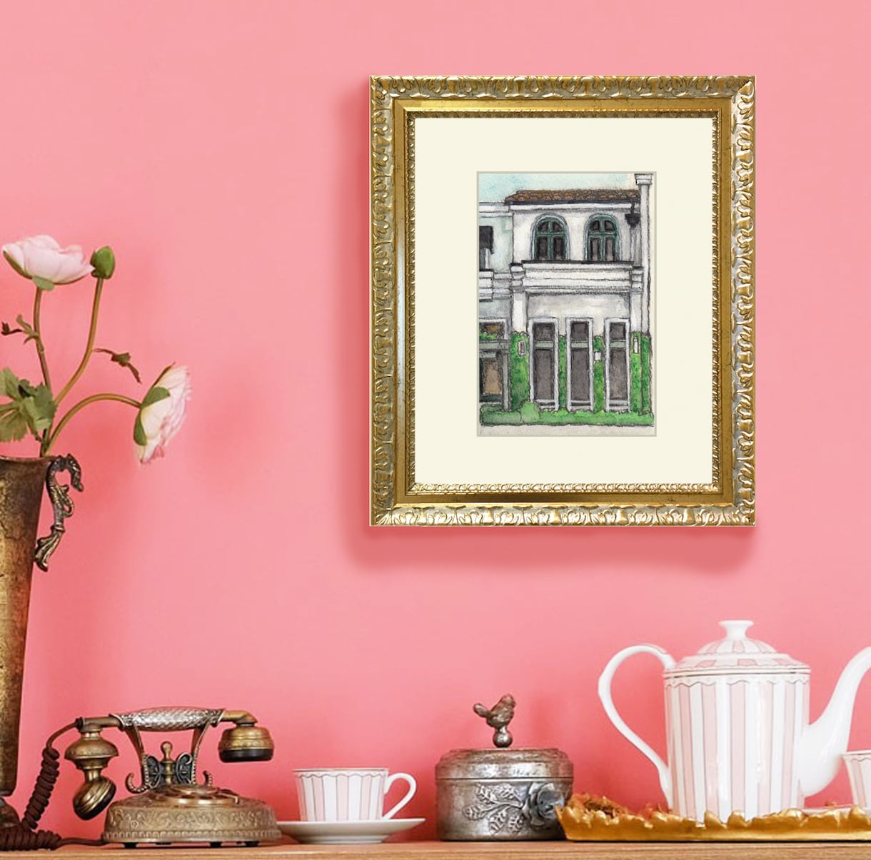 簡易額入り、はがきサイズの建物イラスト描きます あなただけの大切な思い出の建物を水彩画に！原画お送りします。 イメージ1