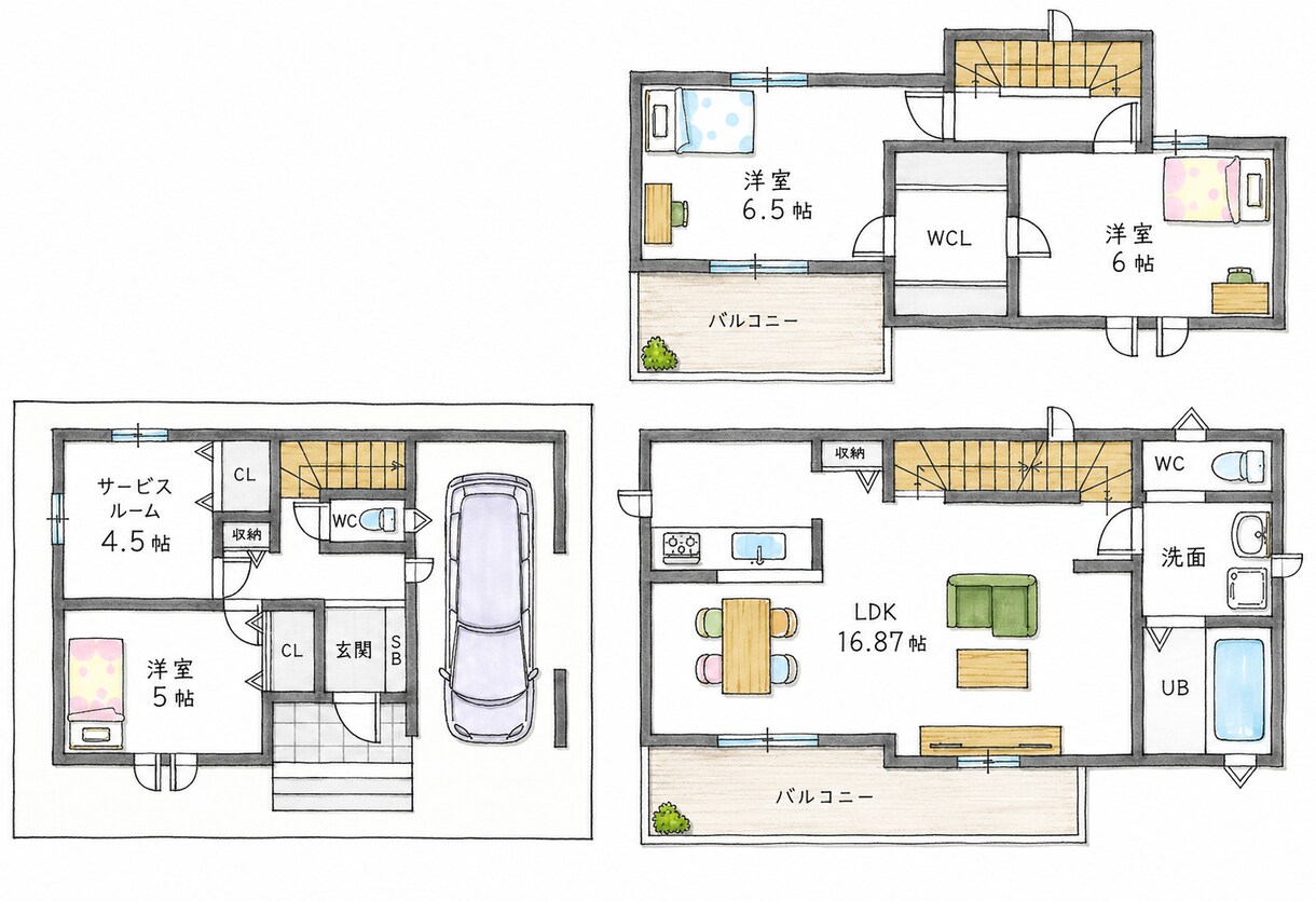 間取り図のトレースをして手書き風にします 既存の間取り図を手書き風のスタイルでトレースします。 イメージ3