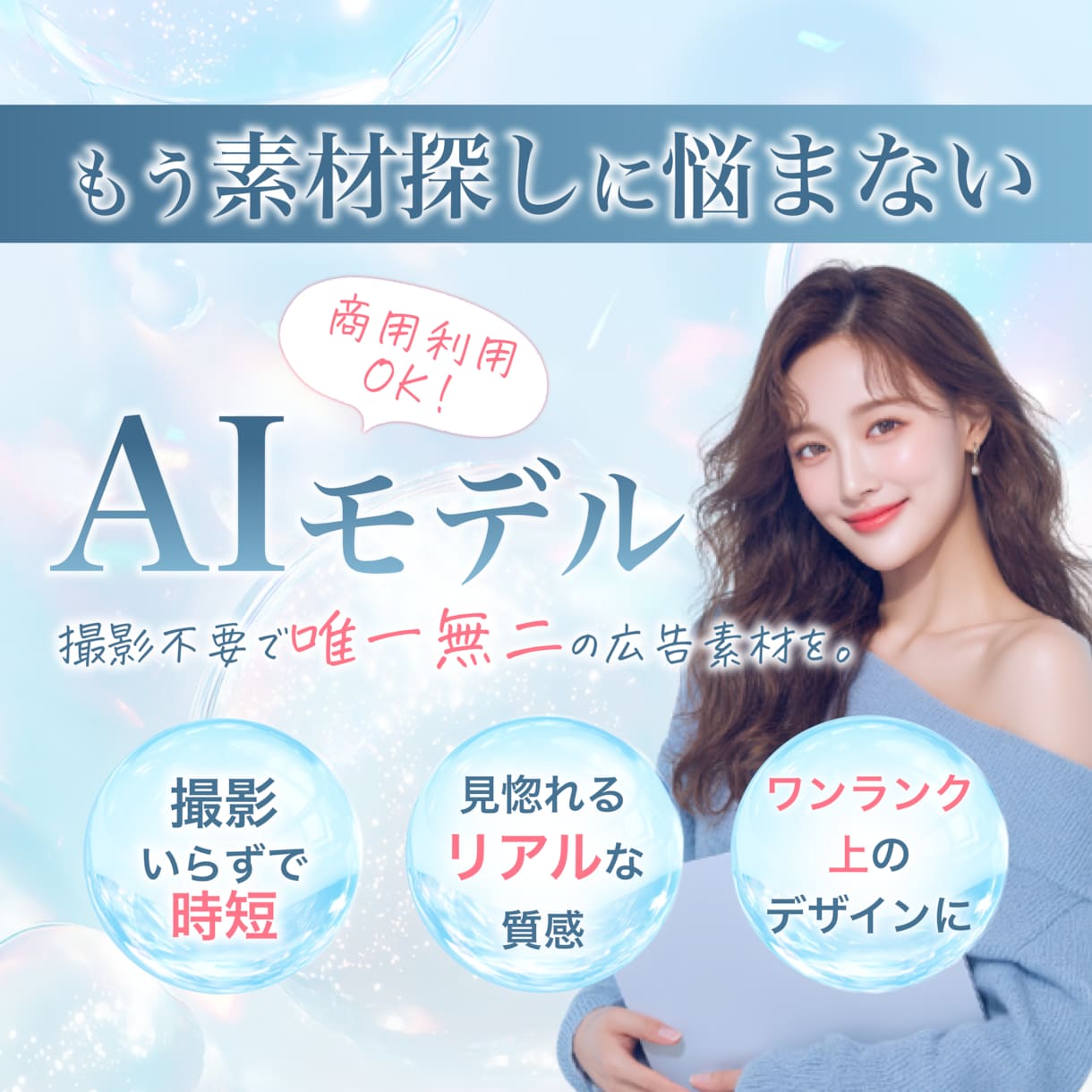 美容系・サロン向けAIモデル画像を生成します 撮影不要！商用利用OKのモデル素材｜広告・LP・SNSに最適 イメージ1