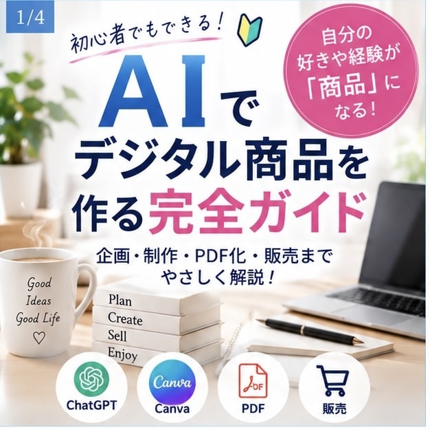 AIでデジタル商品を作る方法をやさしく解説します 企画・AI制作・PDF化・販売まで初心者向けにまるごと解説 イメージ1
