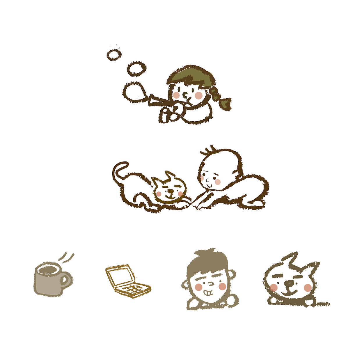 手描き感のほっこりしたイラスト描きます どこにもないイラストカット、挿絵などで他と差をつけたい方 イメージ3