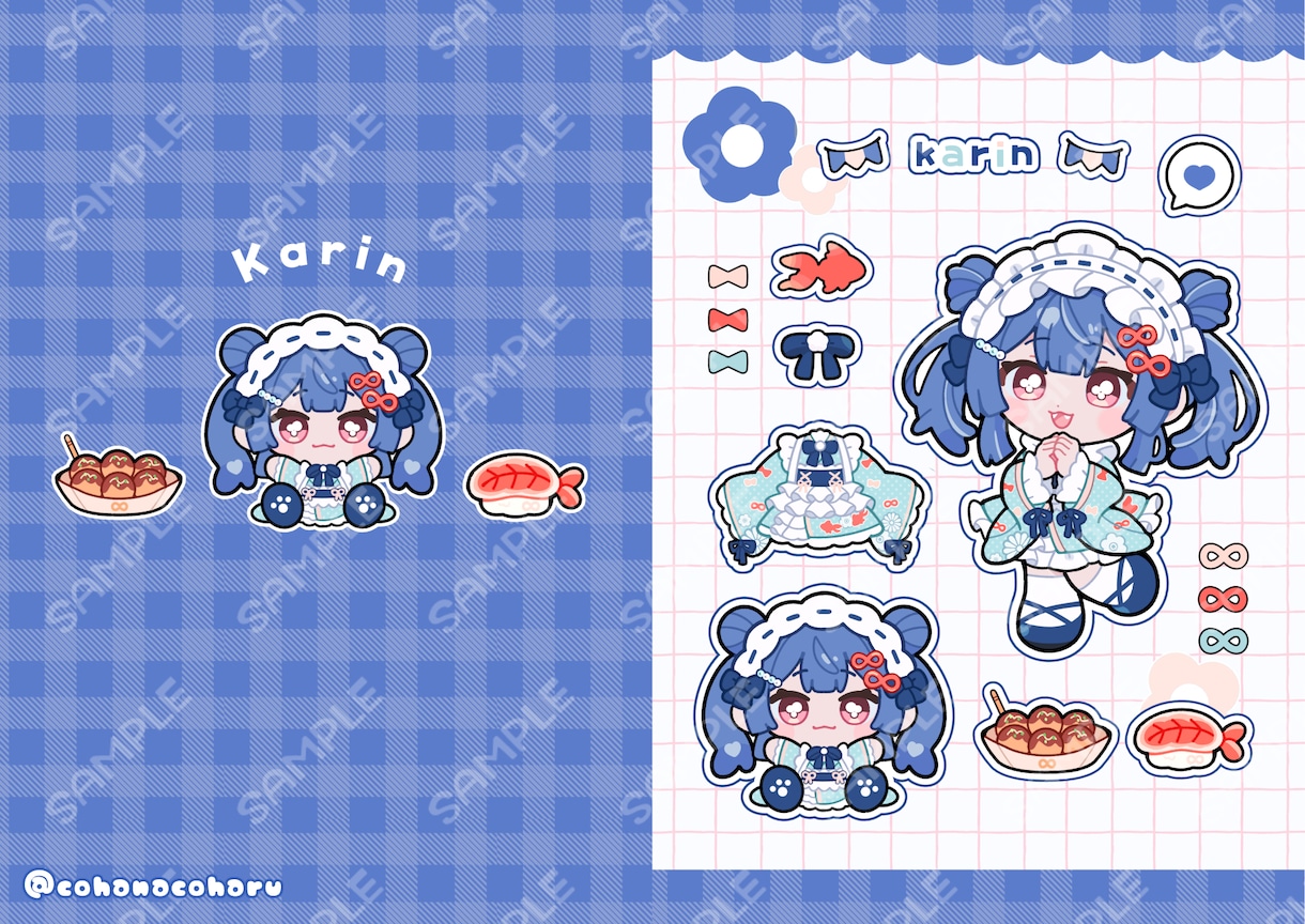 もちもち！シール風／ちびキャラ／ミニキャラ描きます 動画や配信、グッズ映え◎シール紙やネップリにもおすすめ！ イメージ10