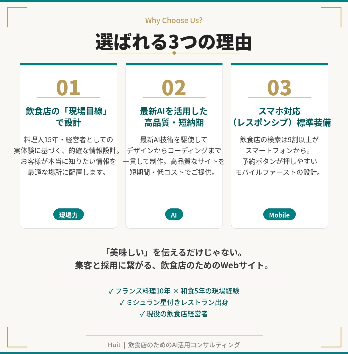 ミシュラン出身の現役経営者がHP・LP作ります しっかりと集客に繋がる飲食店のためのWebサイト。 イメージ3