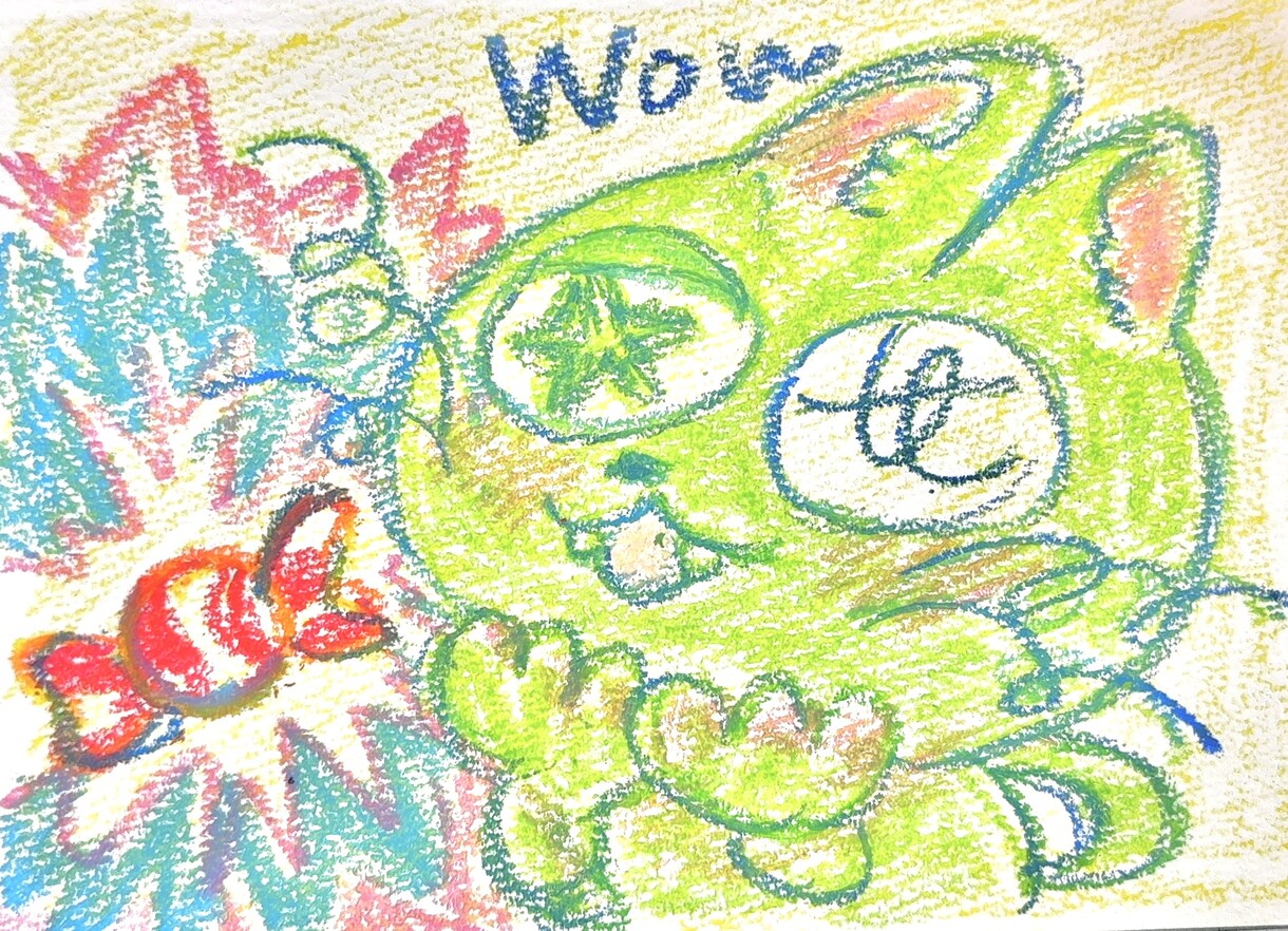 どうぶつたちのポップなクレヨン画を描きます どうぶつたちと不思議な世界観がマッチしたイラストです! イメージ1