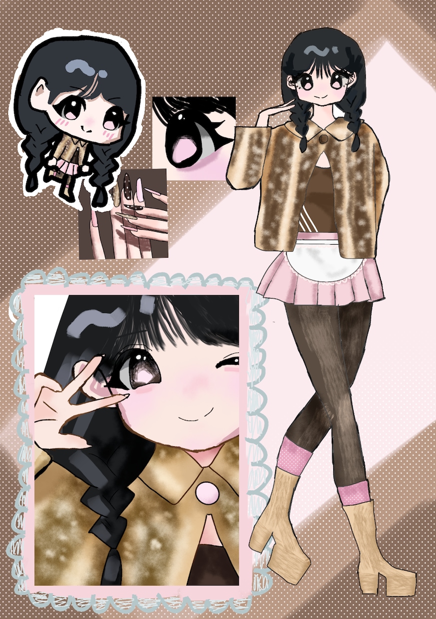 コラージュ風のかわいいイラストを描きます あなたの好きをイラストに詰め込みます イメージ1