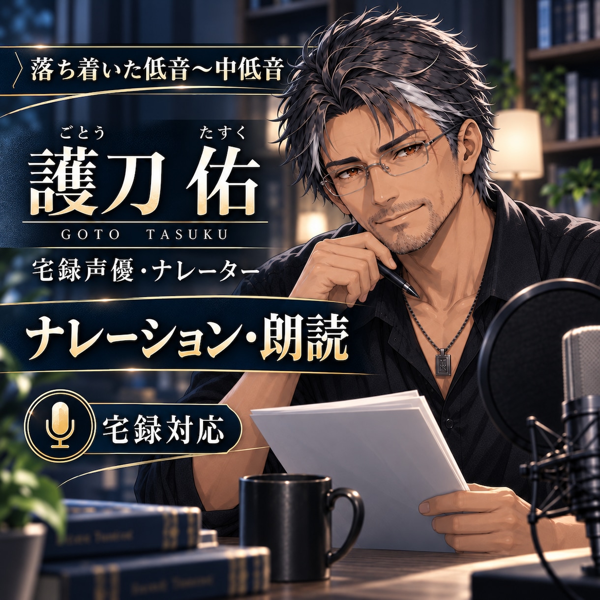 落ち着いた低音でナレーション・朗読を収録します 落ち着いた低音〜中低音の男性声を丁寧に収録します イメージ1
