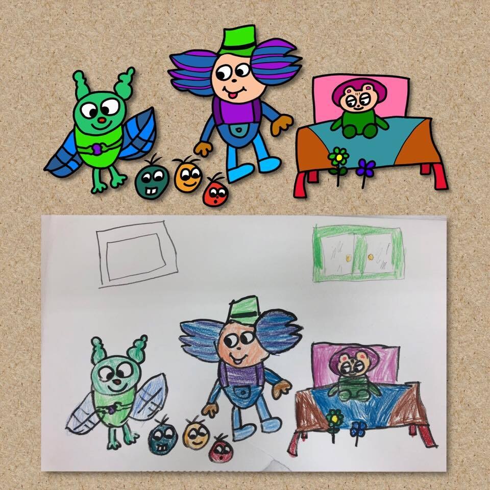 子供さんの絵をデジタル画像に仕上げます 紙に描いた絵をプリント用の画像に描きなおします イメージ2