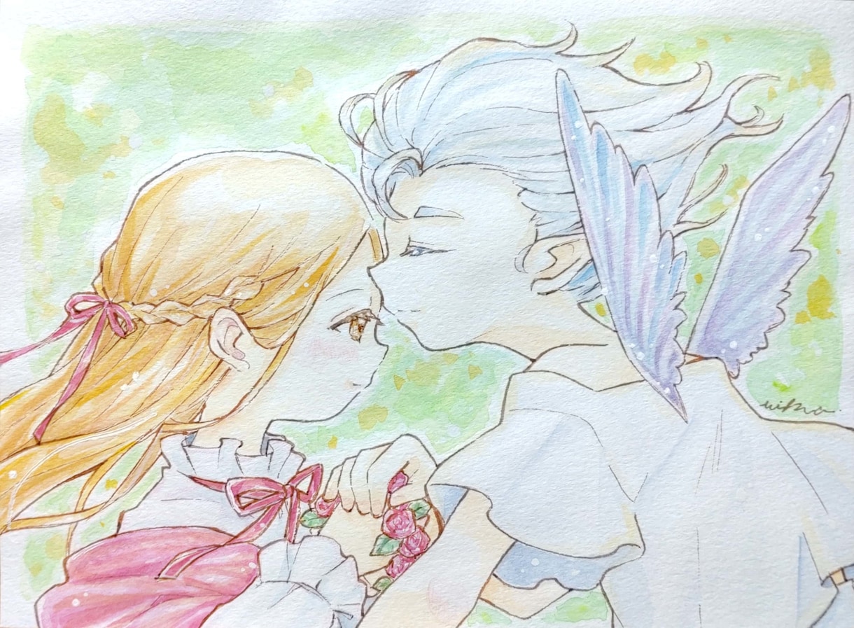 ポストカードサイズの用紙にイラストお描きします ふんわり柔らかいタッチで手描きイラストを作成します。 イメージ2