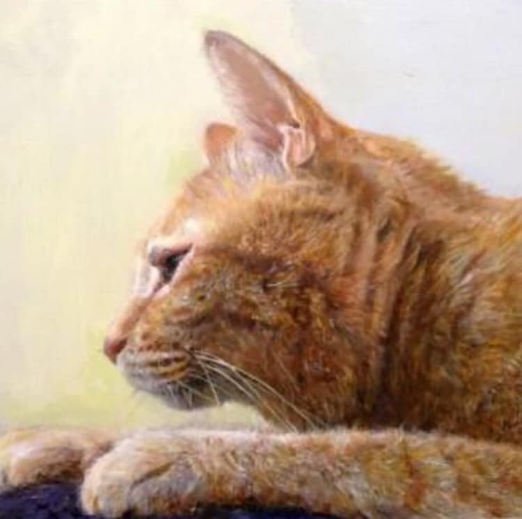 油絵 ペット 人物肖像画 プロ作家が絵画制作します ご希望の画像を写実絵画(油絵)にいたします大きさはF４号です イメージ4