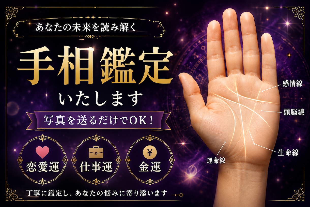 あなたの手相運勢占います 恋愛・仕事・金運を手相から丁寧に鑑定します。 イメージ1