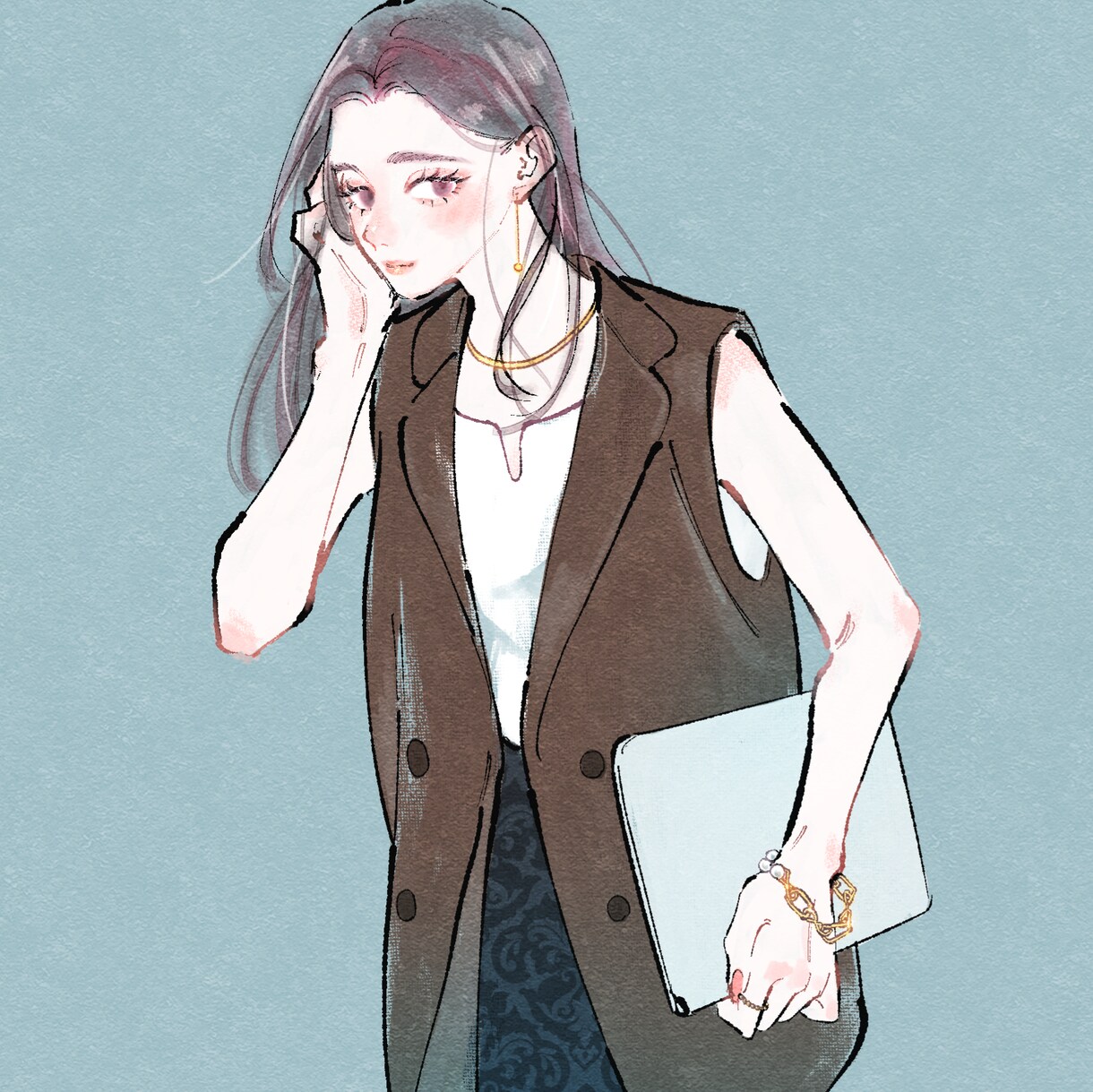 ふんわりおしゃれな女性SNSアイコンを描きます 女性の表情、仕草、ファッション、髪型にこだわったイラスト制作 イメージ7
