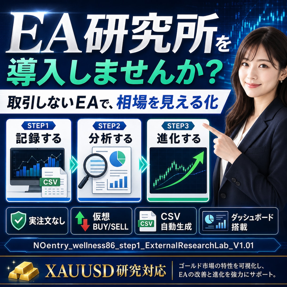 実運用で負ける…その原因を研究EAで可視化します EAが勝てない原因を研究する外付けEA｜仮想売買・CSV分析 イメージ1