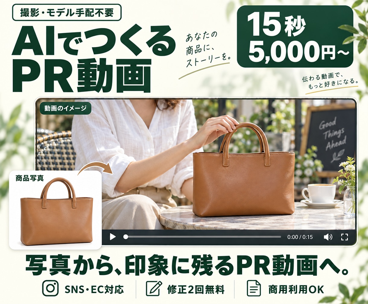 撮影・モデル不要！“AIで売れる広告動画”作ります SNS総フォロワー約40万の人気クリエイターが制作します イメージ1