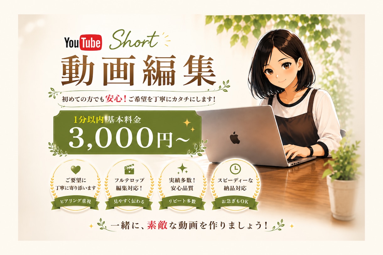 ショート動画を丁寧に編集いたします 初めてでも安心！ご希望を丁寧にカタチにします！ イメージ1