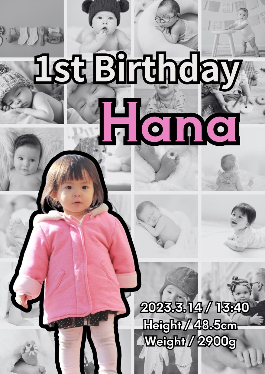 2パターン作成⚪︎成長写真作ります 百日記念やお誕生日記念などに！データ販売なので即日お渡し可 イメージ3