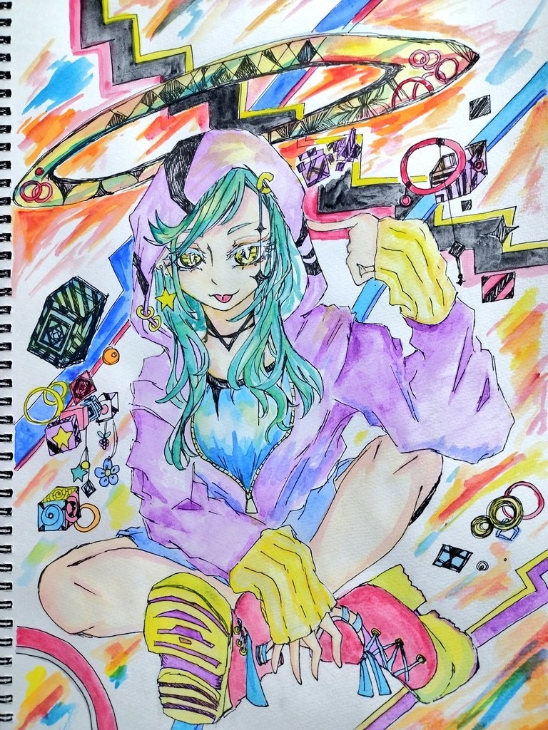 色彩鮮やかでかわいい、かっこいいイラストを描きます ポスターカラーのアナログイラスト基本とし女の子を主に描きます イメージ8
