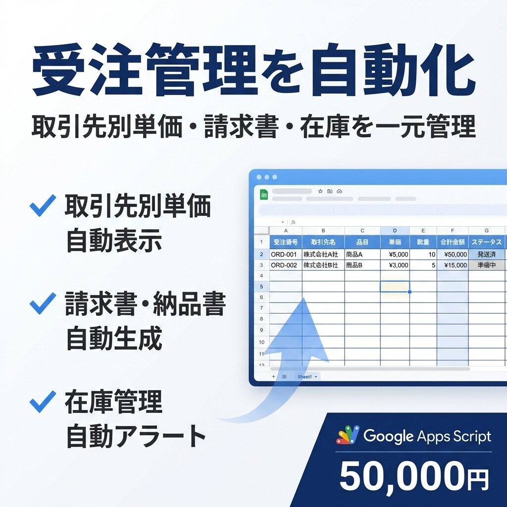 受注管理システムテンプレート提供します 取引先別単価・請求書生成を自動化 イメージ1