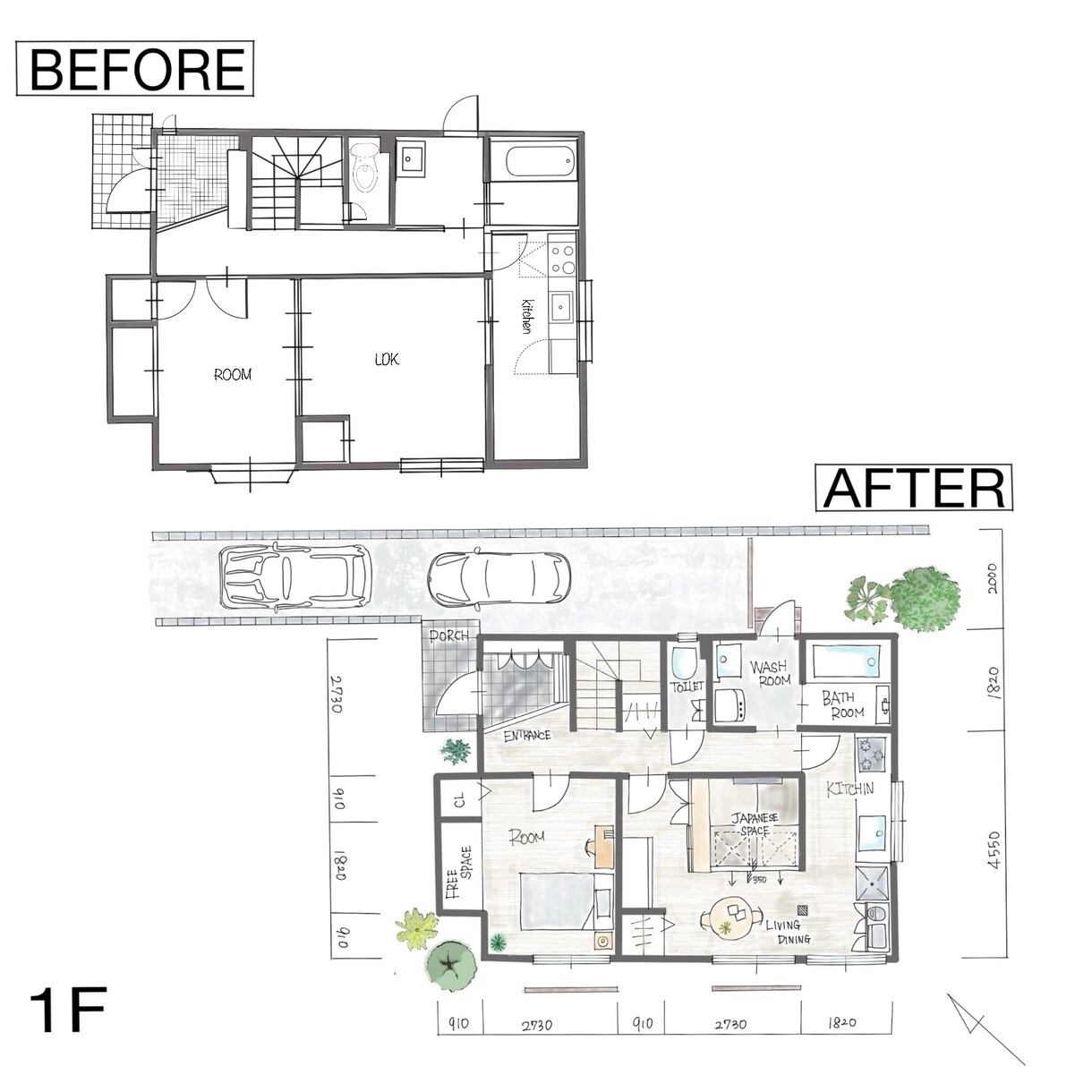 戸建てマンション間取り図手書き風にトレースします おしゃれなタッチでやわらかい雰囲気でわかりやすく★ イメージ4