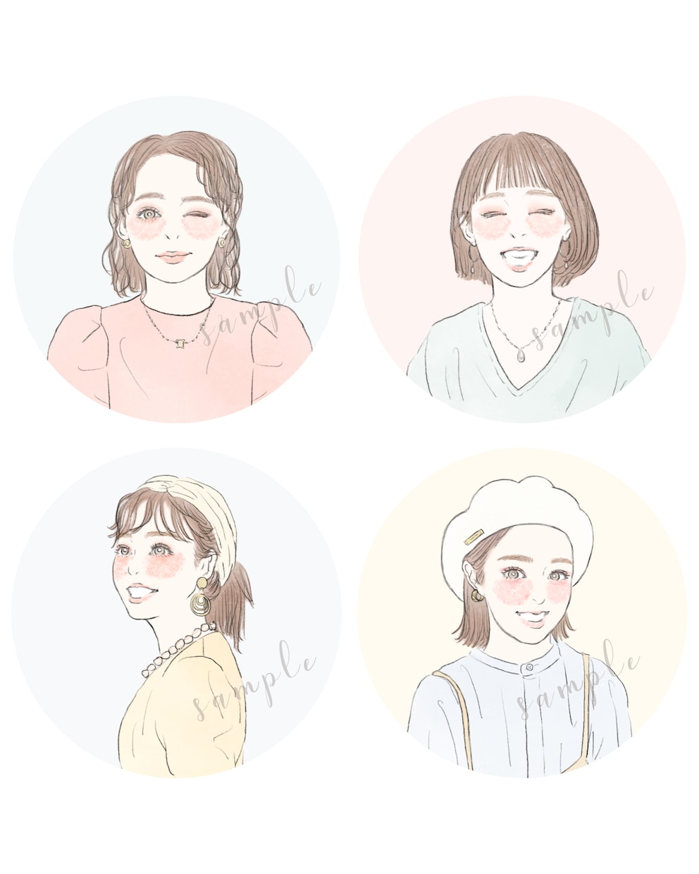 ふんわり可愛いアイコン・似顔絵をお描きします 商用利用OK。お写真がなくてもイメージから制作できます イメージ2