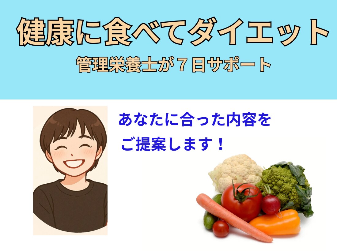 元病院管理栄養士のアドバイスで健康な体を目指します たった1週間で理想的な食事習慣を身に付ける！ イメージ1