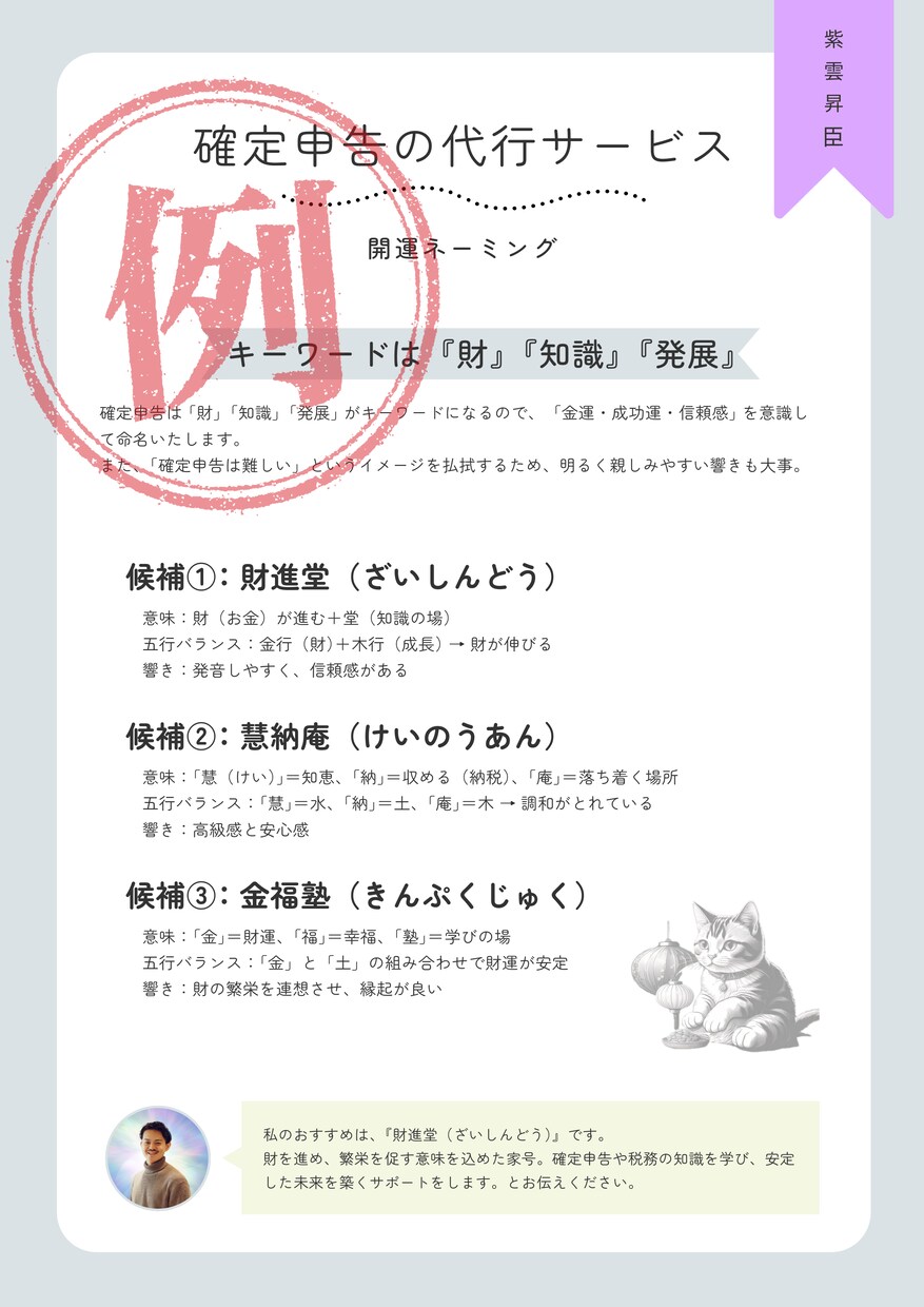 成功を引き寄せる開運屋号を命名します 五行陰陽×数秘術で、事業の流れを整える最適な屋号をご提案 イメージ3