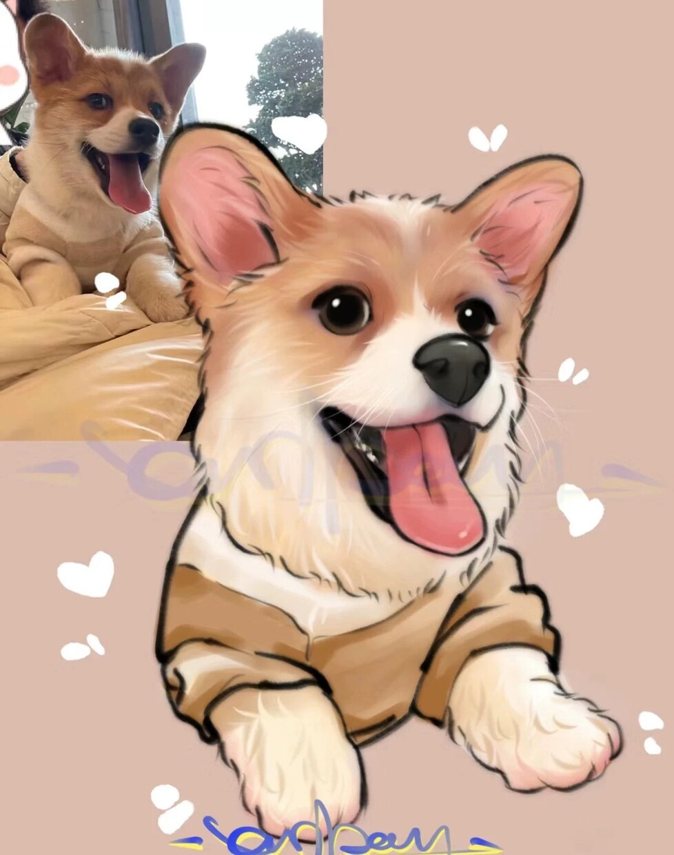 カスタマイズペット写真キャラクターデザインます 手描きペットアイコンq版漫画写実肖像絵画カスタマイズ イメージ3