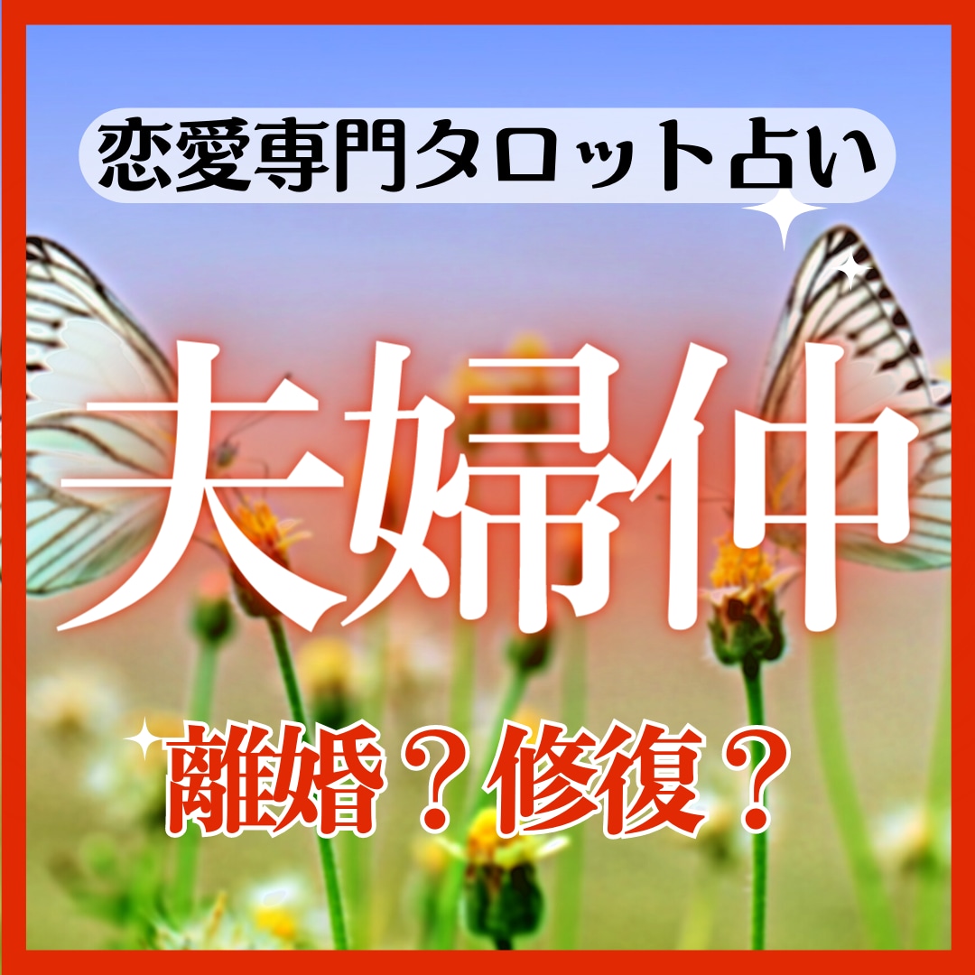夫婦仲【恋愛専門】配偶者の本音や未来などを占います 【24時間以内 大ボリューム】修復と離婚どっちがいい？ イメージ1
